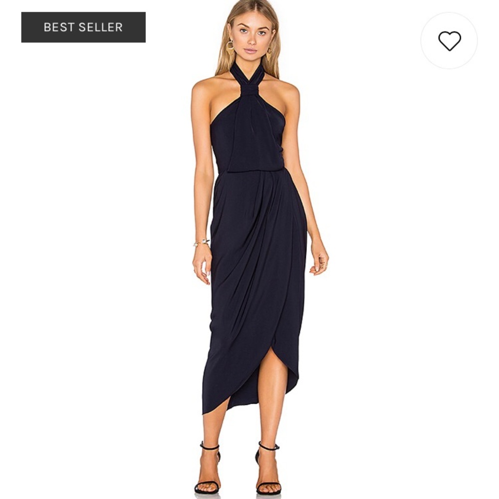 Shona Joy Knot Draped Dress in Navy